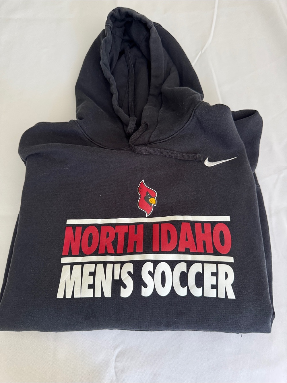 Nike Black Men's Crewneck Hoodie with Red & White North Idaho Soccer Graphic